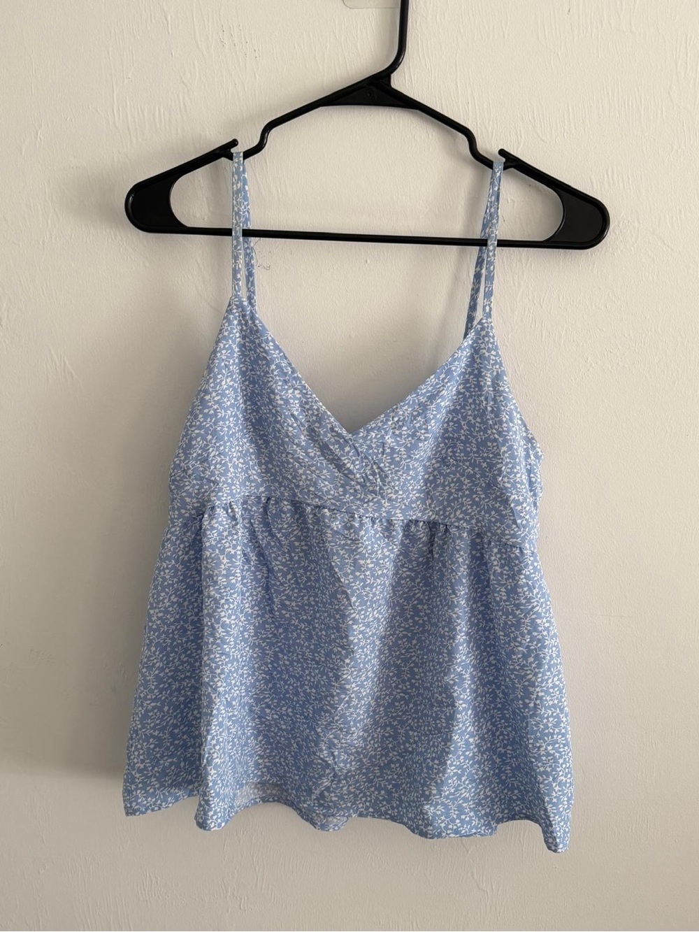 Light Blue Floral Spaghetti Strap Top - Women